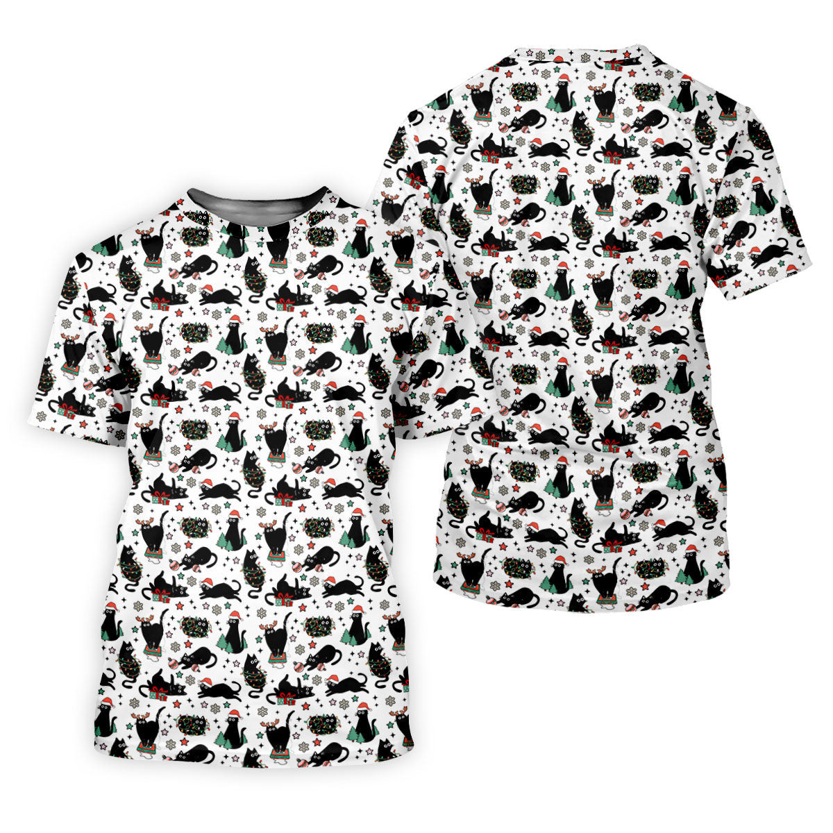 Xmas Black Cat Women's Golf Shirts, Ladies Golf Tops, Golf Gifts For Women, Christmas Golf Shirt SH818