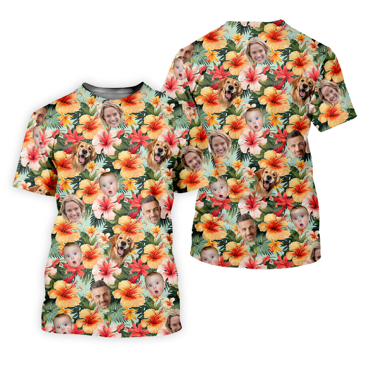 Yellow Hibiscus Flower Hawaiian Golf Shirt, Custom Face Shirt, Flower Men Shirt, Best Gifts For Men Golfers SH818