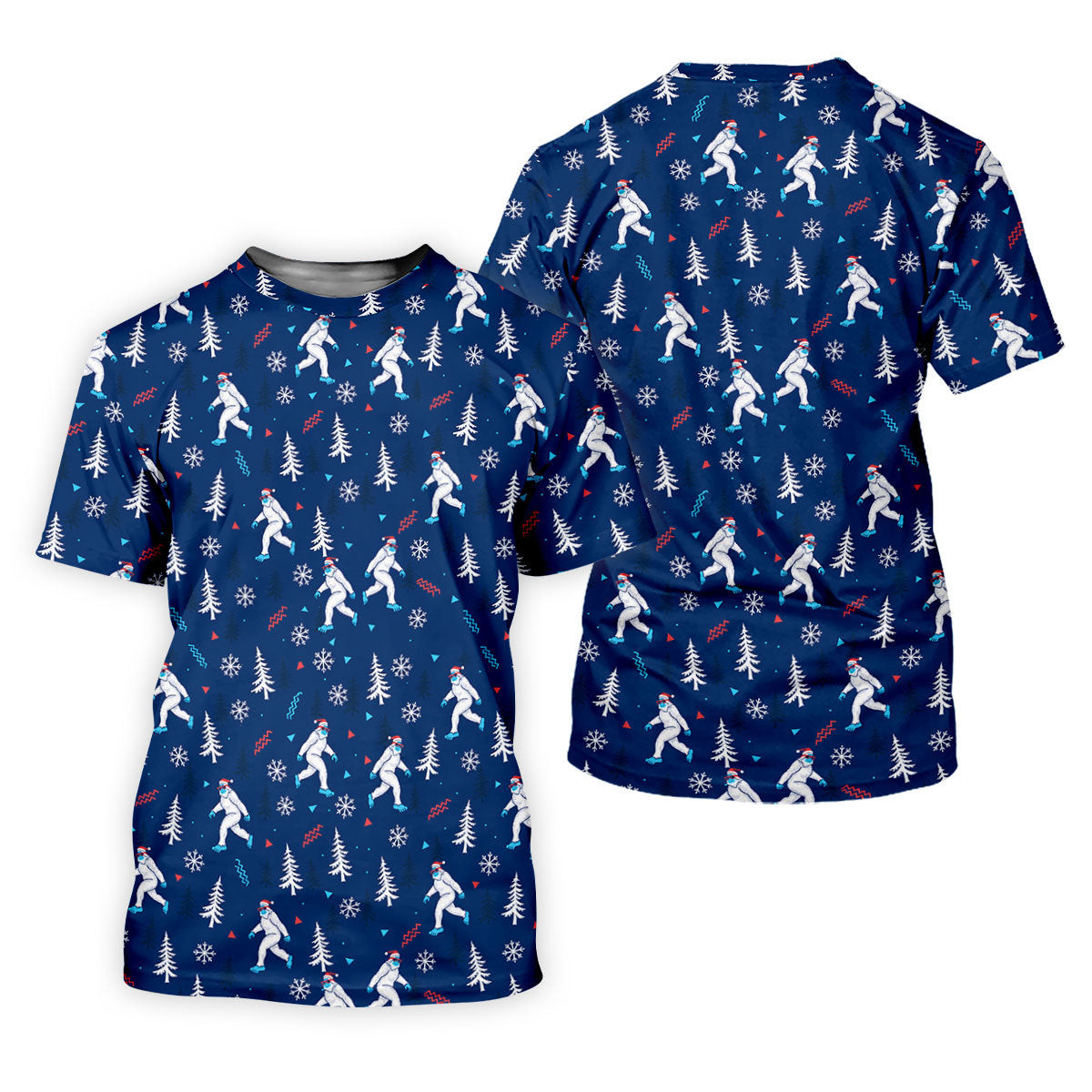 Yeti Ice Skating Christmas Golf Shirt, Men's Golf Shirt, Printed Golf Shirts, Men's Golf Polo SH818