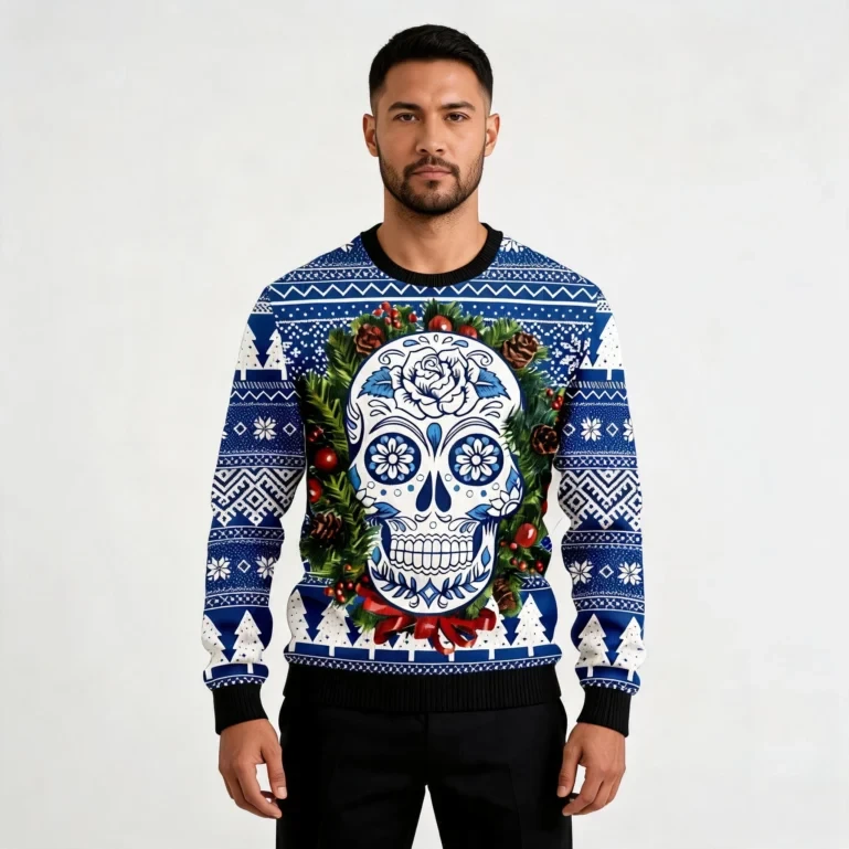 Awesome Sugar Skull Ugly Christmas Sweater Holiday Clothing Skull UGLY926