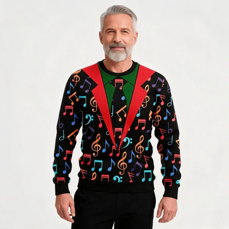 Colorful Music Notes Ugly Christmas Sweater UGLY926