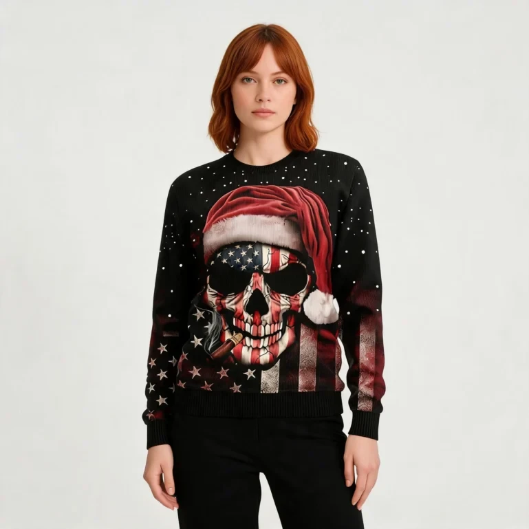 Amazing Skull Ugly Christmas Sweater Christmas Clothing Skull Gift UGLY926