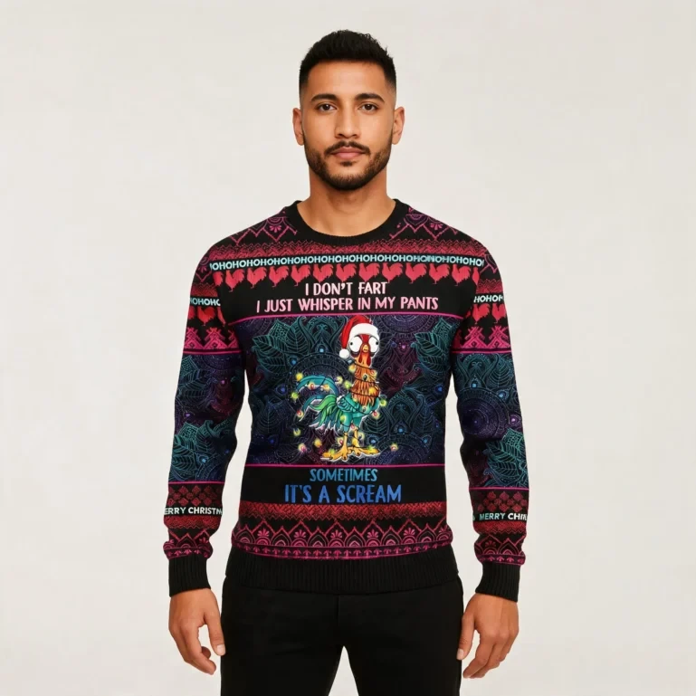 Chicken Funny Silly Christmas Sweaters Funny Xmas Clothes Chicken UGLY926