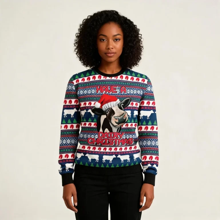 Cow Dairy Christmas Ugly Christmas Sweater Funny Xmas Clothing Cow UGLY926