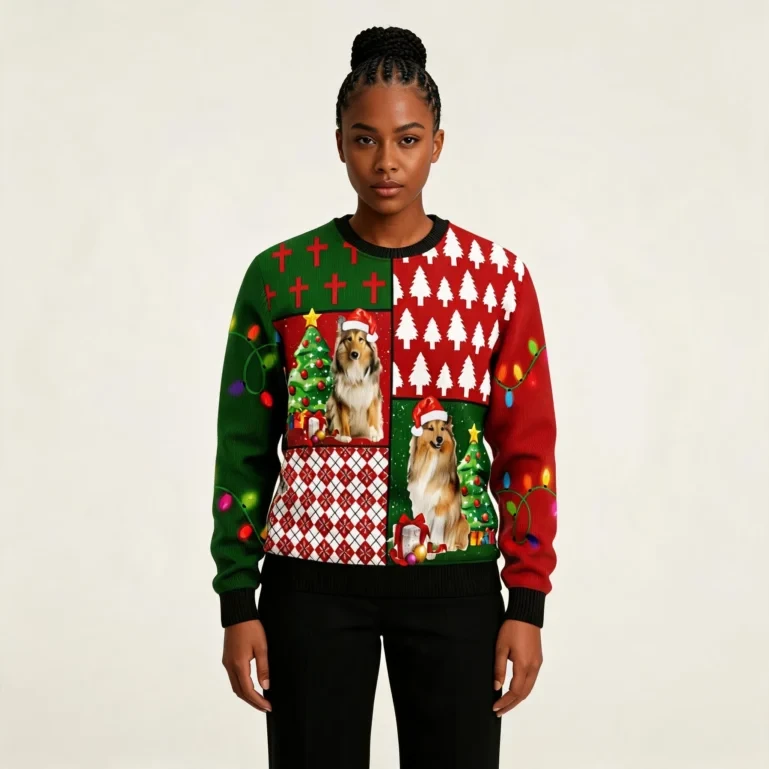 Collie Hohoho Ugly Christmas Sweater Merry Xmas Clothes Collie Dog UGLY926