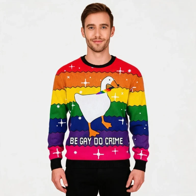 Be Gay Do Crime Lgbt Mens Ugly Sweater Exclusive Holiday Sweater UGLY926