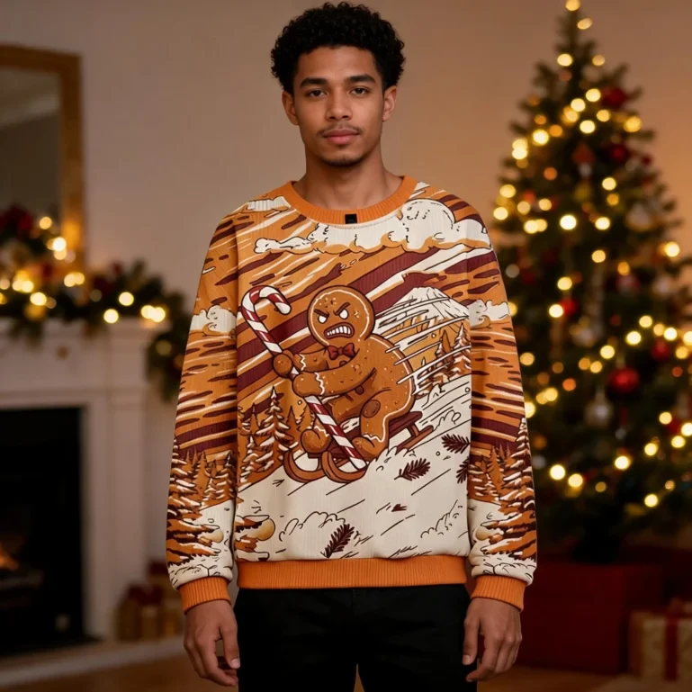 Angry Gingerbread Ugly Christmas Sweater Gingerbread Themed Best UGLY926