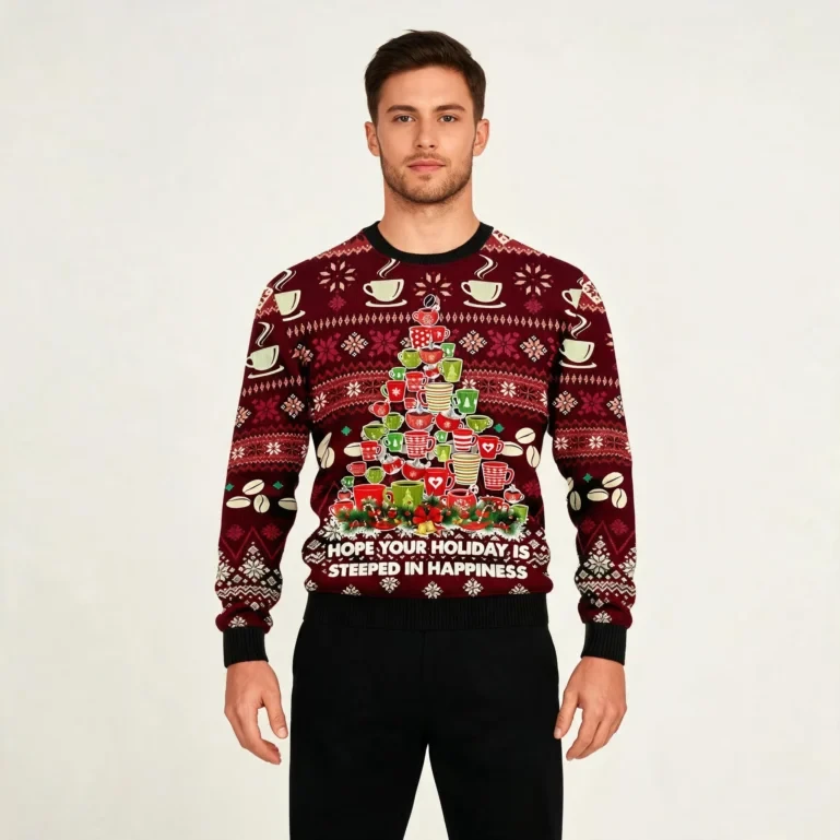 Coffee Christmas Tree Ugly Christmas Sweater Merry Xmas Clothing UGLY926