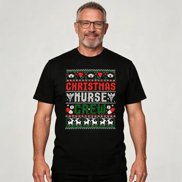 Christmas Nurse Crew Shirt Merry Christmas Ugly Sweater T-Shirt Nurse UGLY926