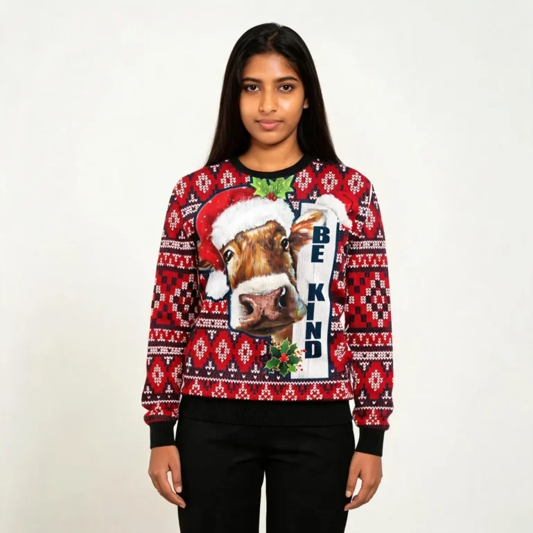 Cow Be Kind Ugly Christmas Sweater Cool Xmas Clothes Gift For Cow UGLY926