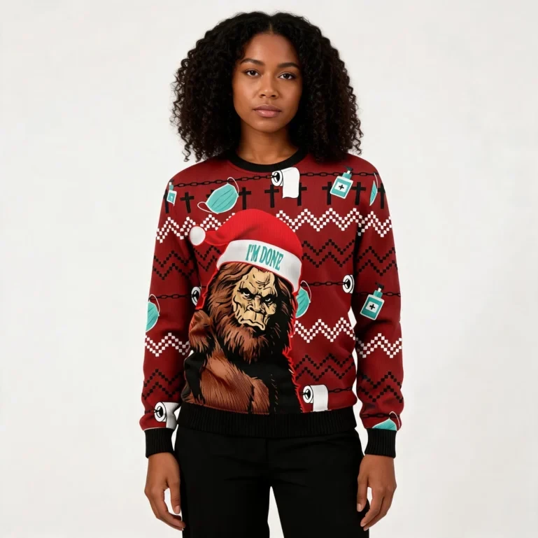 Bigfoot Done Ugly Christmas Sweater Holiday Clothing Bigfoot UGLY926