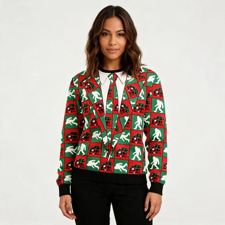 Bigfoot Camping Ugly Christmas Sweater Christmas Apparel Gift UGLY926