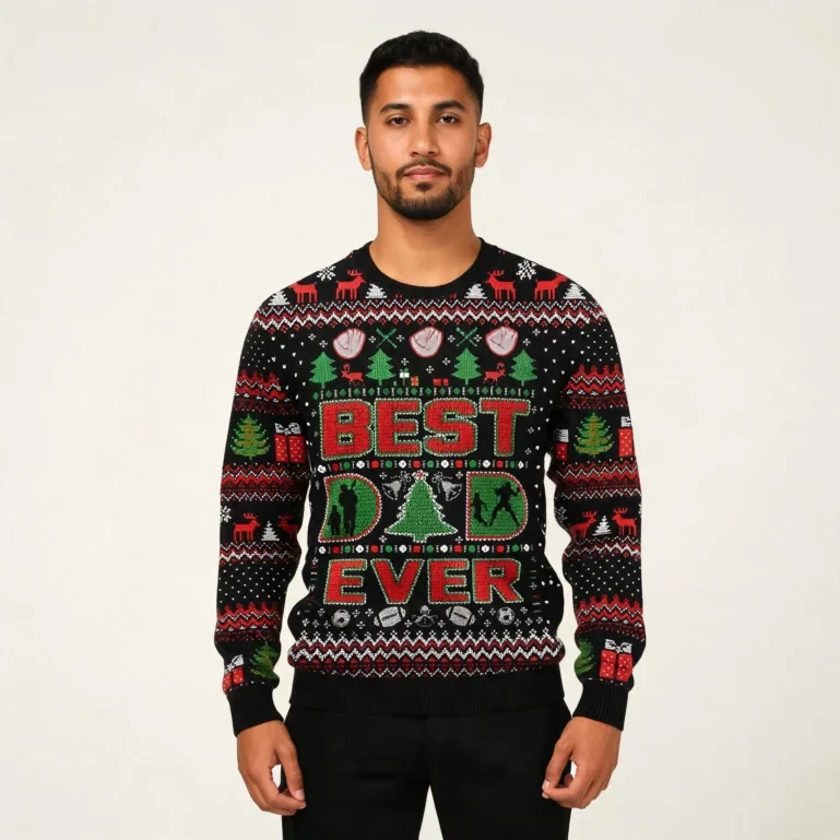 Best Dad Ever Ugly Christmas Sweater Holiday Apparel Good Gift ForDads UGLY926