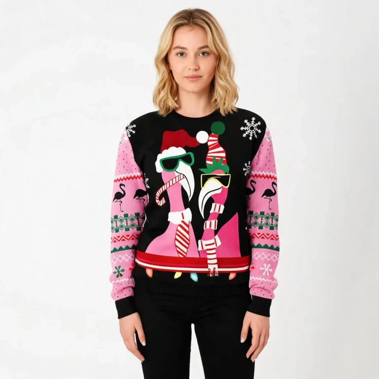 Candy Cane Flamingo Beautiful Christmas Sweaters Cute Xmas Clothes UGLY926