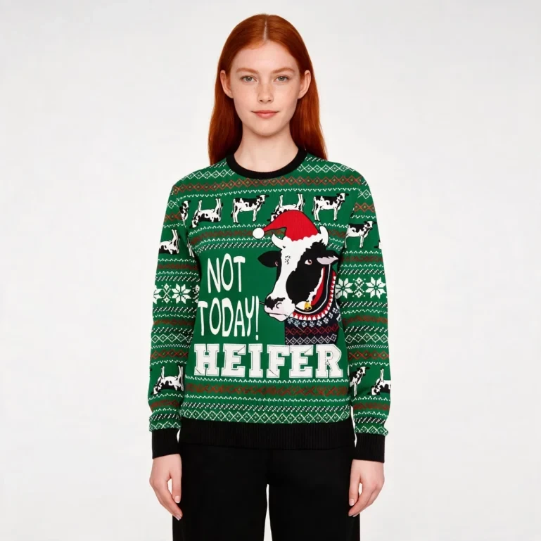 Cow Not Today Ugly Christmas Sweater Cute Xmas Clothing Presents For UGLY926