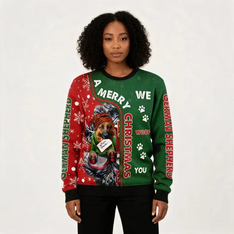 German Shepherd Merry Christmas Ugly Christmas Sweater Gift For UGLY926