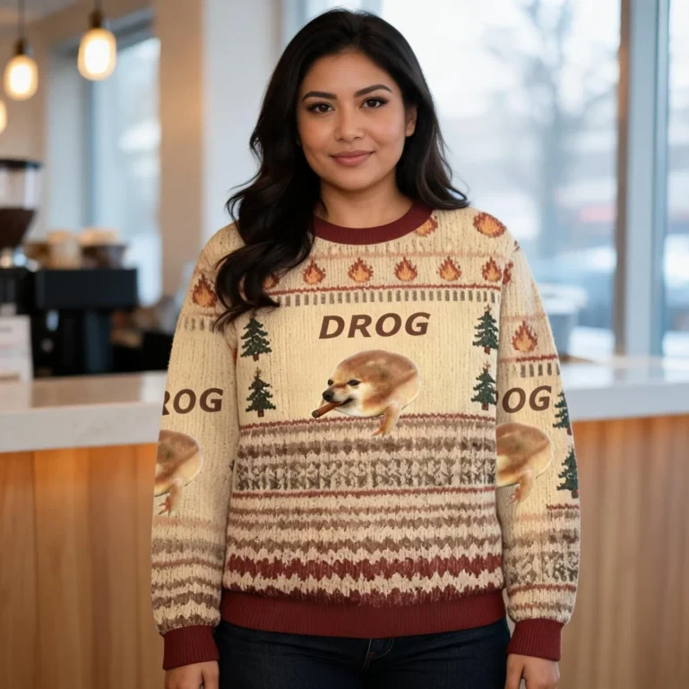 Funny Dog Meme Ugly Sweater Holiday Clothing Unique Gift ForDog Lovers UGLY926