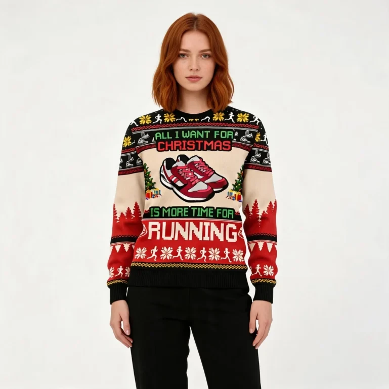 More Time For Running Ugly Christmas Sweater Holiday Wear Christmas UGLY926