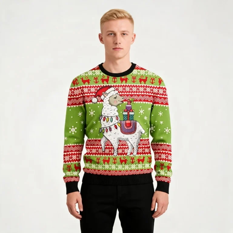 Love Llama Ugly Christmas Sweater Cute Xmas Sweater Llama Lover UGLY926