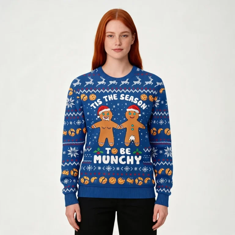 Munchy Gingerbread Naughty Mens Ugly Sweater Classic Holiday Sweater UGLY926