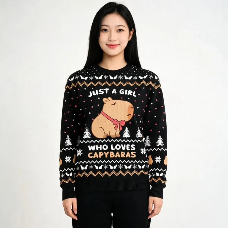 Just A Girl Capy Ugly Sweater Soft Cotton Sweatshirt for Winter UGLY926