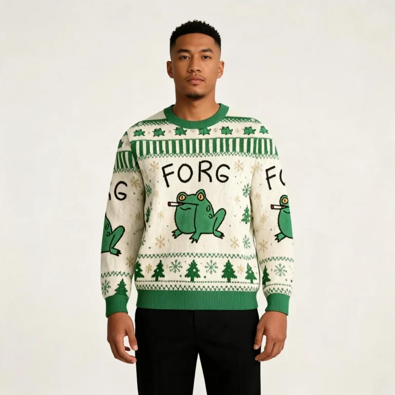 Forg Smoking Meme Christmas Ugly Sweater Christmas Outfits Frog Owner UGLY926
