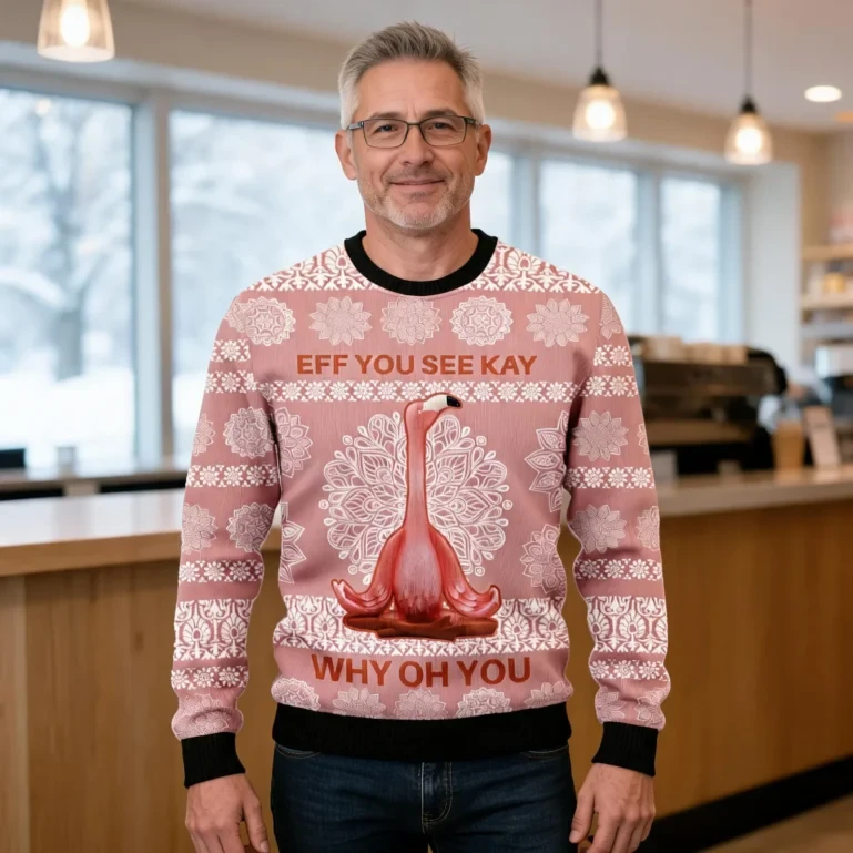 Flamingo Why Oh You Ugly Christmas Sweater Funny Xmas Apparel UGLY926