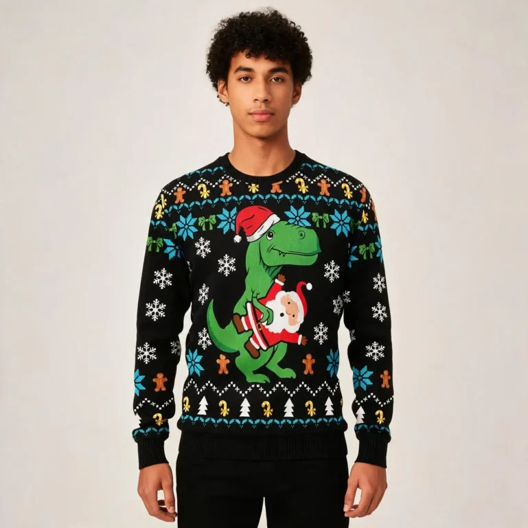 Dinosaur And Santa Ugly Christmas Sweater Cute Christmas Clothes Gift UGLY926
