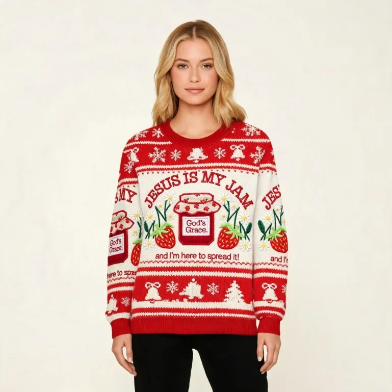 Jesus Is My Jam And I'm Here To Spread It Christmas Ugly Sweater UGLY926