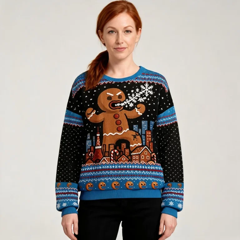 Gingerbread Monster Christmas Ugly Sweatshirt Winter Clothing UGLY926