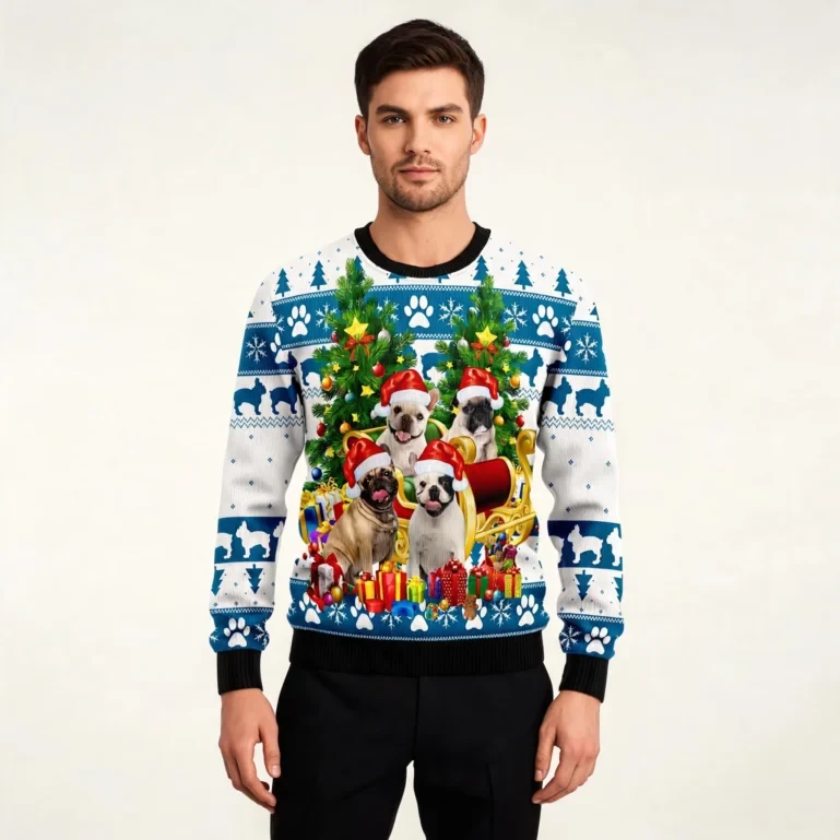 French Bulldog Greeting Ugly Christmas Sweater Cute Xmas Apparel UGLY926