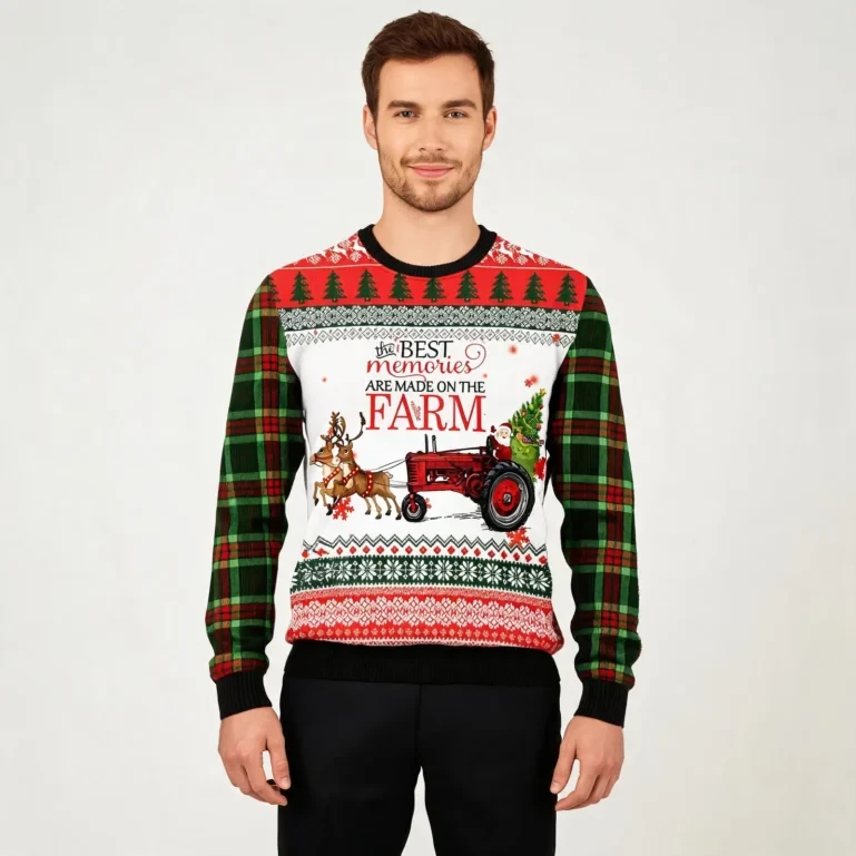 Farm Best Memories Ugly Christmas Sweater Merry Xmas Apparel UGLY926