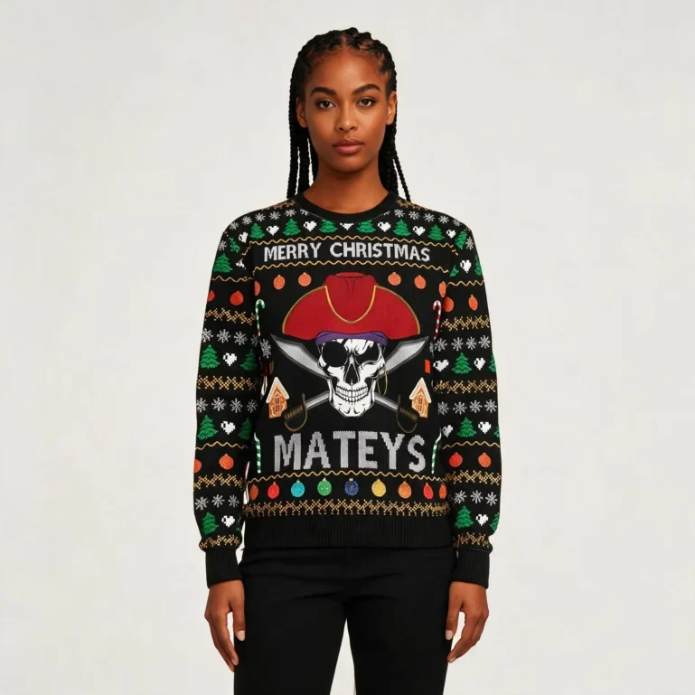 Pirate Skull Merry Christmas Ugly Sweater Holiday Clothing Xmas UGLY926