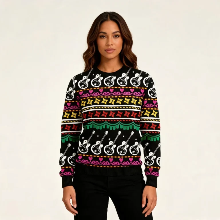 Guitar Graphic Ugly Christmas Sweater Festive Clothing Xmas Gift UGLY926