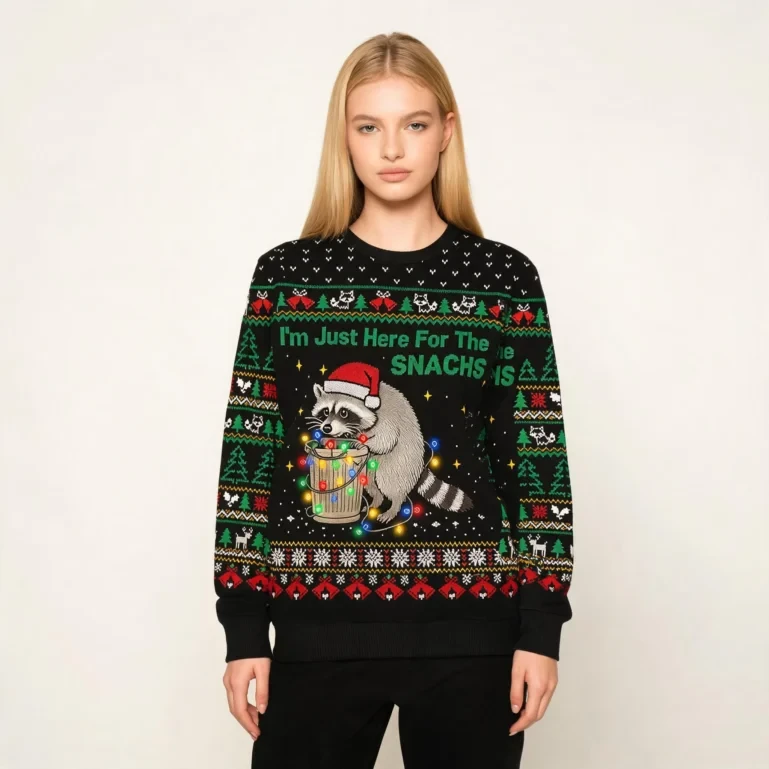 Raccoon Funny Snack Christmas Ugly Sweater Christmas Presents For Mum UGLY926