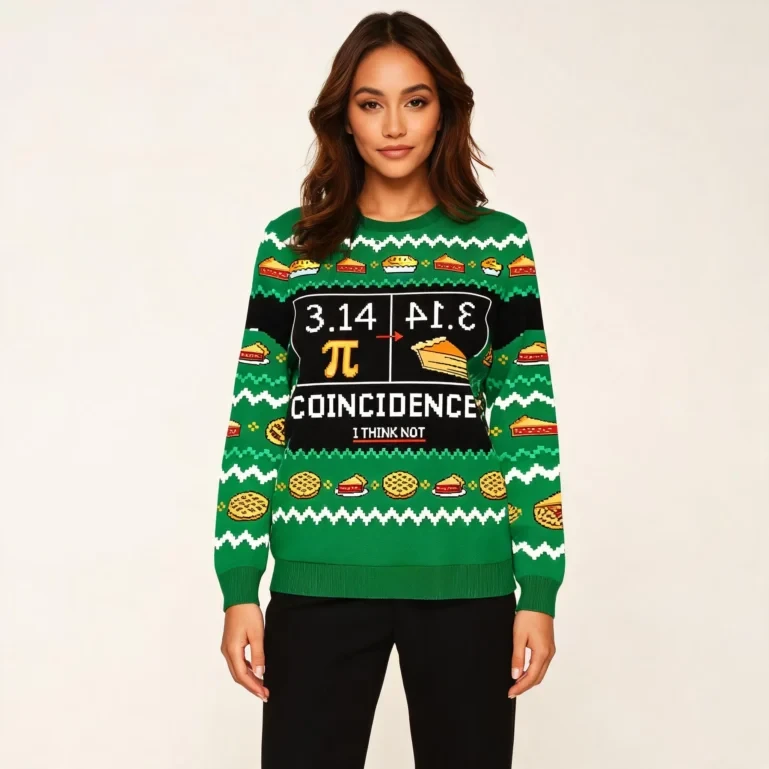 Pi Day 3.14 Coincidence Christmas Ugly Sweater Secret Santa Present UGLY926
