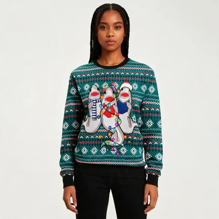 Funny Shark Ugly Christmas Sweater Cute Christmas Clothes Presents UGLY926