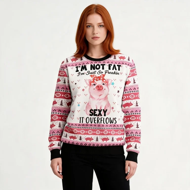 Pig I'm Not Fat Ugly Christmas Sweater Holiday Clothing Xmas Gift UGLY926