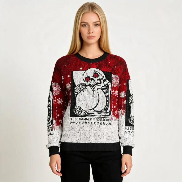 Indulgent Skull Fun Christmas Ugly Sweater Christmas Outfits Skull UGLY926