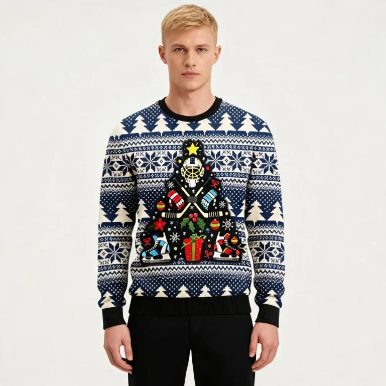 Hockey Ugly Christmas Sweater Xmas Clothing Hockey Player Christmas UGLY926
