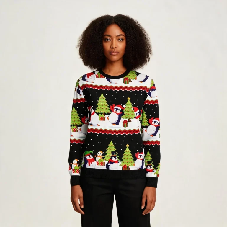 Lovely Penguin Ugly Christmas Sweater Winter Apparel Penguin Lover UGLY926