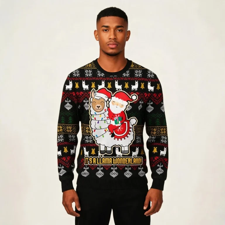 Llama And Santa Ugly Christmas Sweater Cute Christmas Sweaters Santa UGLY926