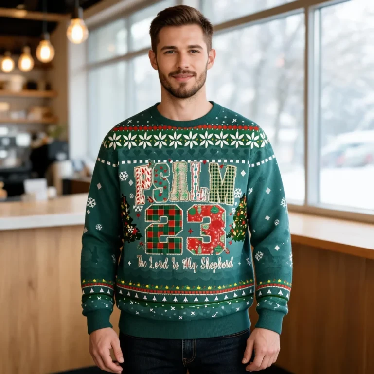 Psalm 23 The Lord Is My Shepherd Ugly Christmas Sweater Xmas Wear UGLY926