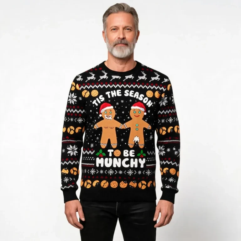 Gingerbread Ugly Christmas Sweater Tis The Season To Be Munchy UGLY926