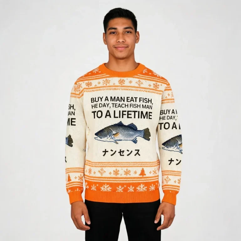 Nonsense Buy A Man Eat Fish Christmas Ugly Sweater Xmas Wear UGLY926