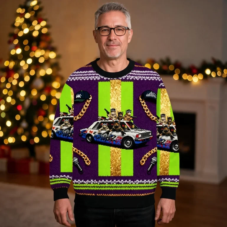 Funny Cat Gang Bang Ugly Sweater Animal Themed Holiday Clothing Cat UGLY926
