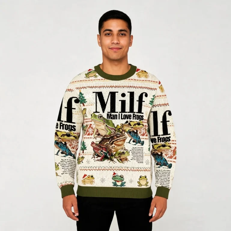 Man I Love Frogs Meme Christmas Ugly Sweater Animal Themed Xmas UGLY926