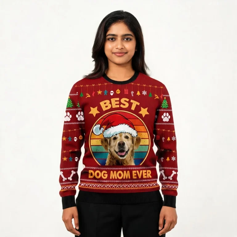 Golden Retriever Best Dog Mom Ever Ugly Christmas Sweater Xmas Gift UGLY926