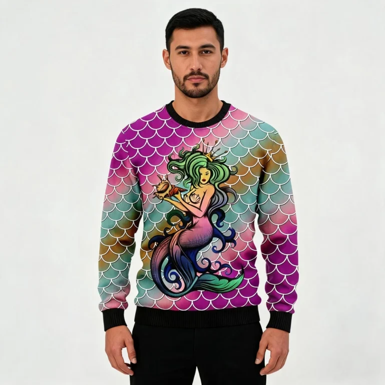 Mermaid Light Ugly Christmas Sweater Holiday Clothing Mermaid Lover UGLY926