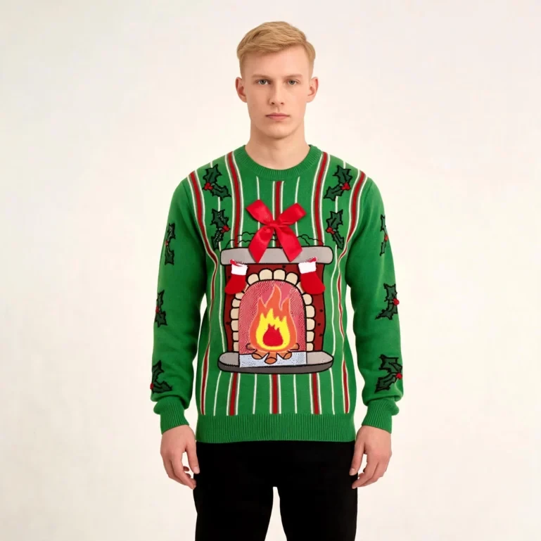 Led Fireplace Ugly Christmas Sweater Ugly Christmas Jumper Father UGLY926